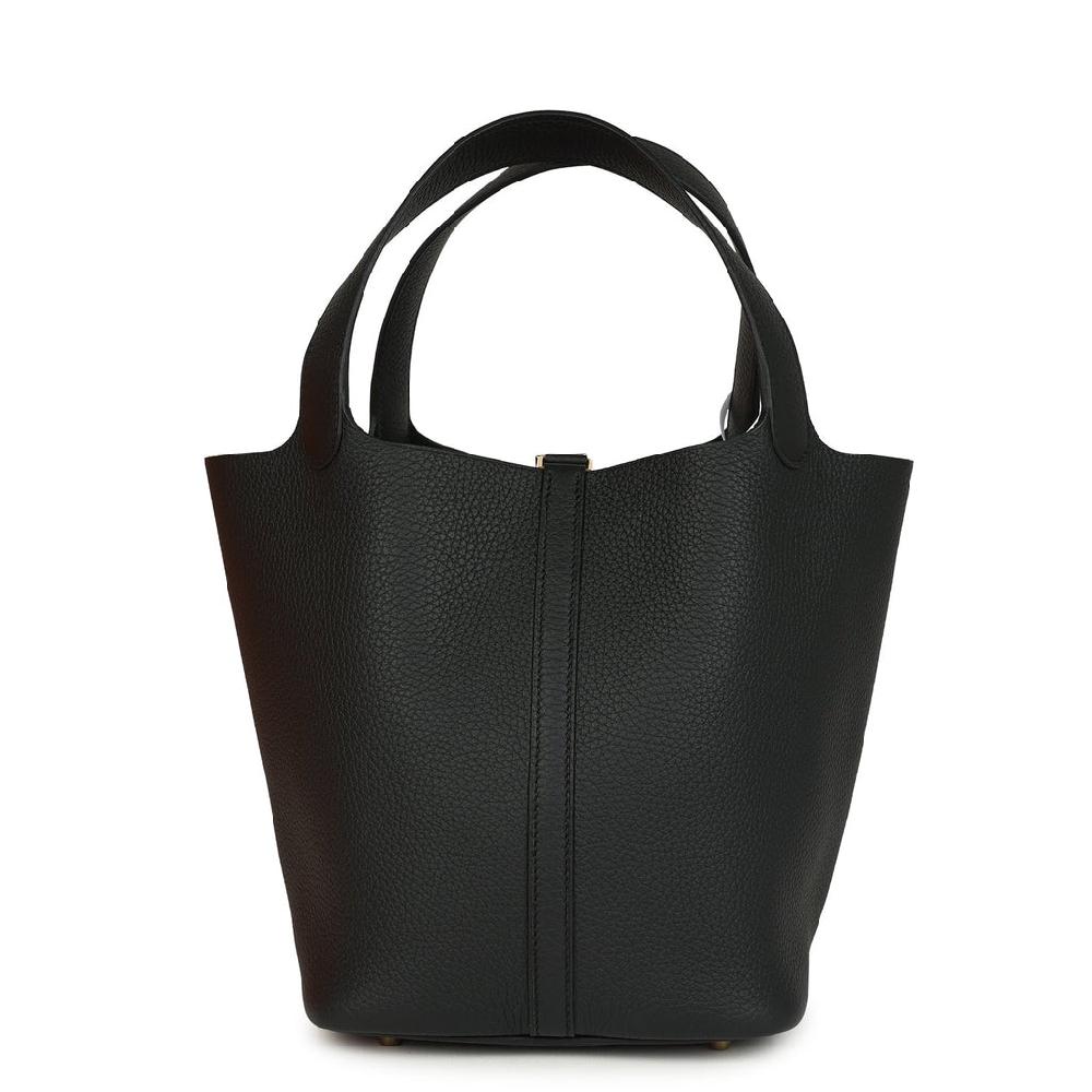 Hermes Picotin Lock 22 Black Clemence Gold Hardware