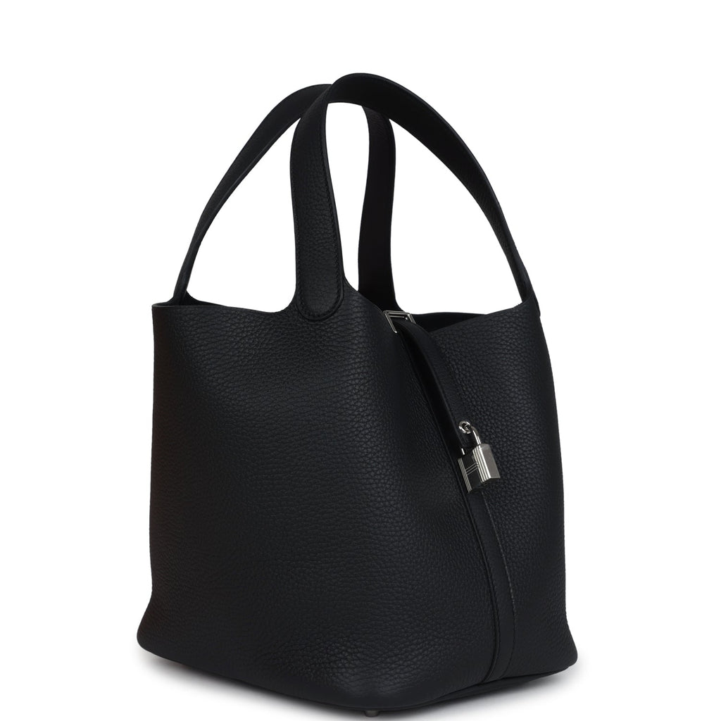 Hermes Picotin Lock 22 Black Clemence Palladium Hardware