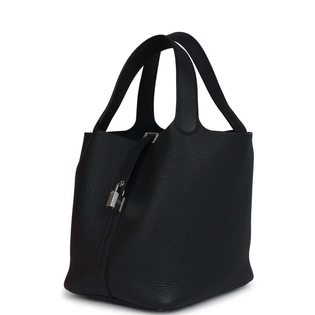 Hermes Picotin Lock 22 Black Clemence Palladium Hardware
