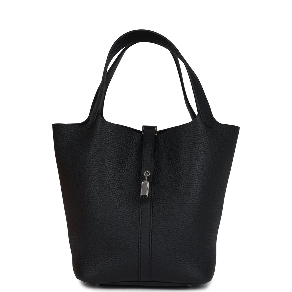 Hermes Picotin Lock 22 Black Clemence Palladium Hardware