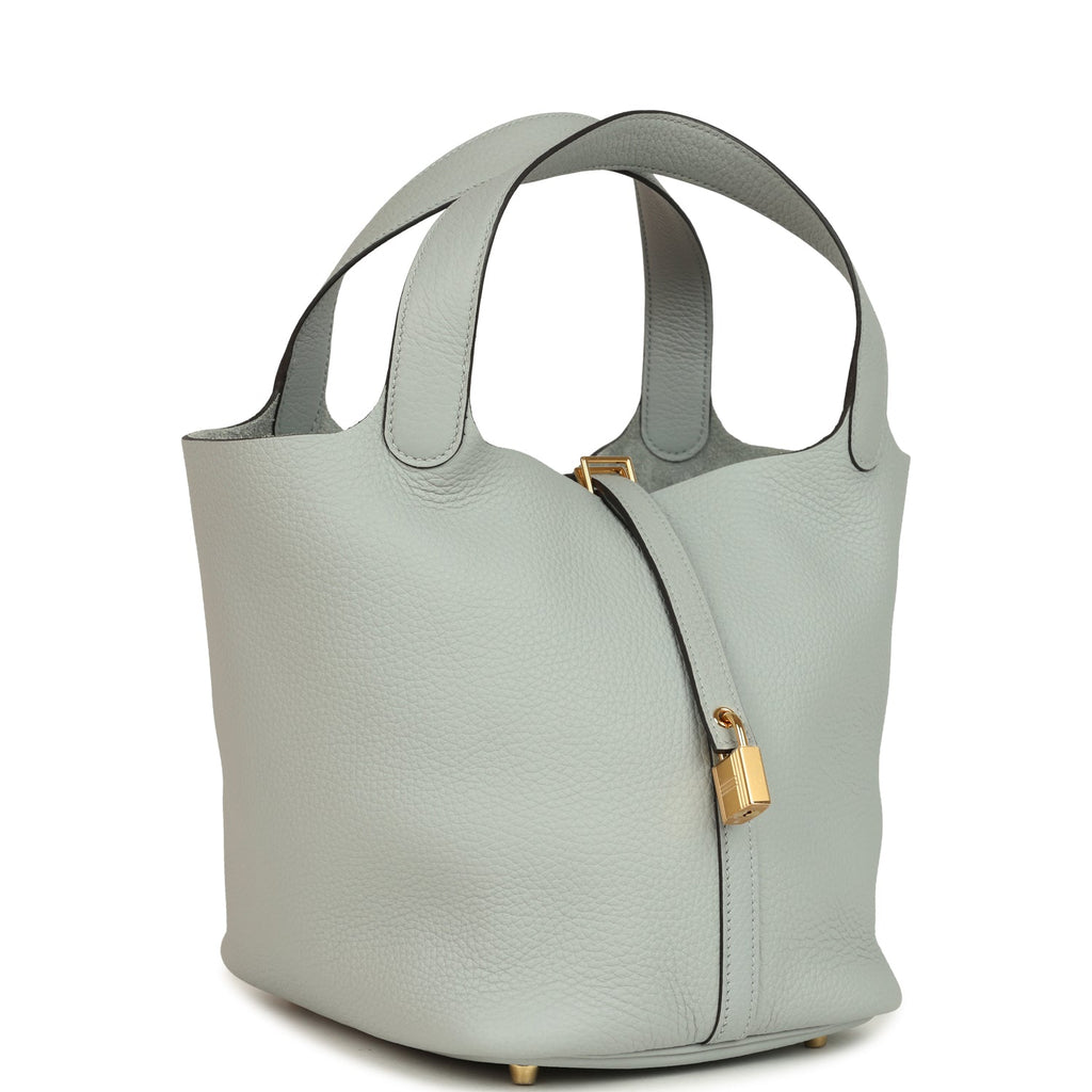 Hermes Picotin Lock 22 Bleu Glacier Clemence Gold Hardware