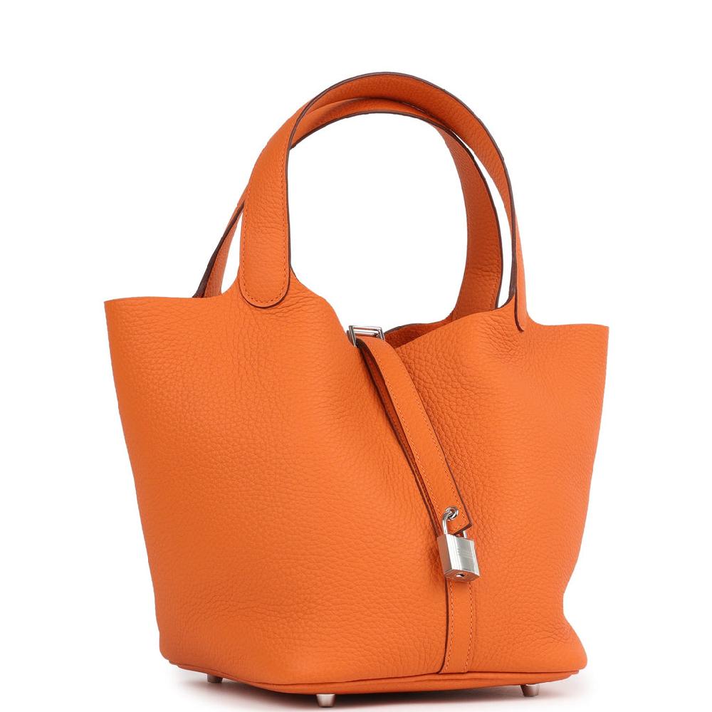 Hermes Picotin Lock 22 Orange Clemence Palladium Hardware