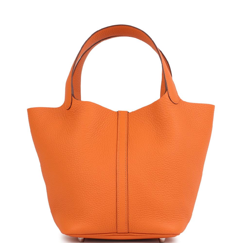 Hermes Picotin Lock 22 Orange Clemence Palladium Hardware