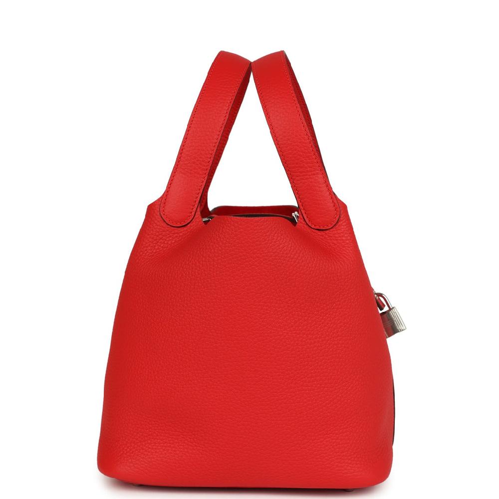 Hermes Picotin Lock 22 Rouge De Coeur Clemence Palladium Hardware