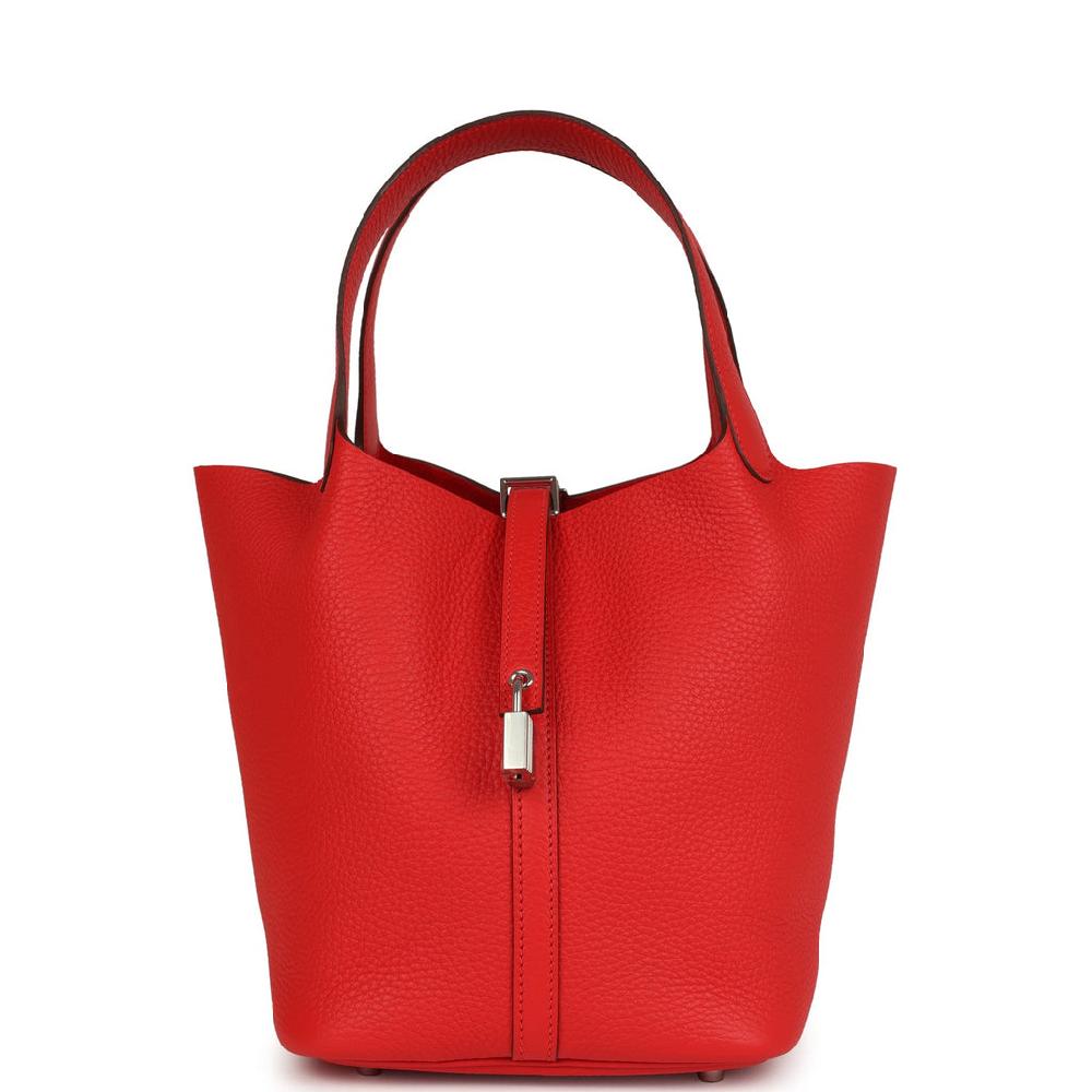Hermes Picotin Lock 22 Rouge De Coeur Clemence Palladium Hardware