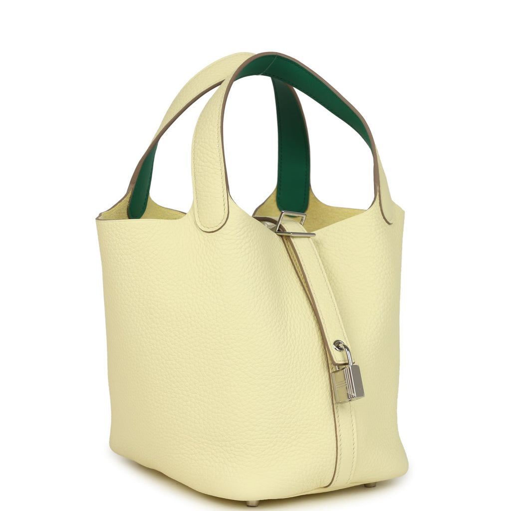 Hermes Picotin Lock Eclat 18 Jaune Milton Clemence And Vert Vertigo Swift Palladium Hardware