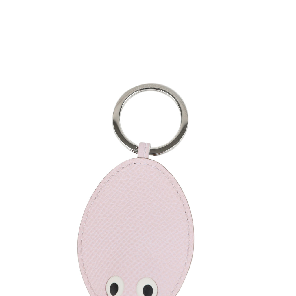 Hermes Poulpe Key Ring Charm Mauve Pale Blanc Black Milo Lambskin & Epsom Palladium Hardware