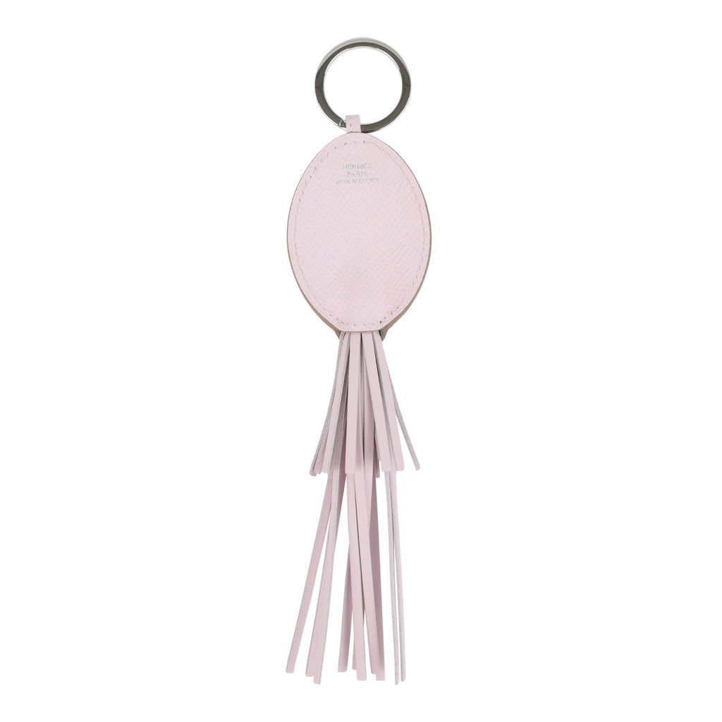 Hermes Poulpe Key Ring Charm Mauve Pale Blanc Black Milo Lambskin & Epsom Palladium Hardware