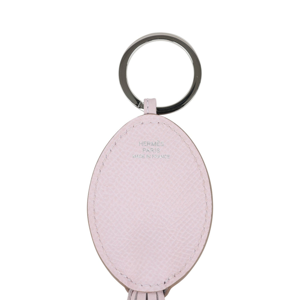 Hermes Poulpe Key Ring Charm Mauve Pale Blanc Black Milo Lambskin & Epsom Palladium Hardware