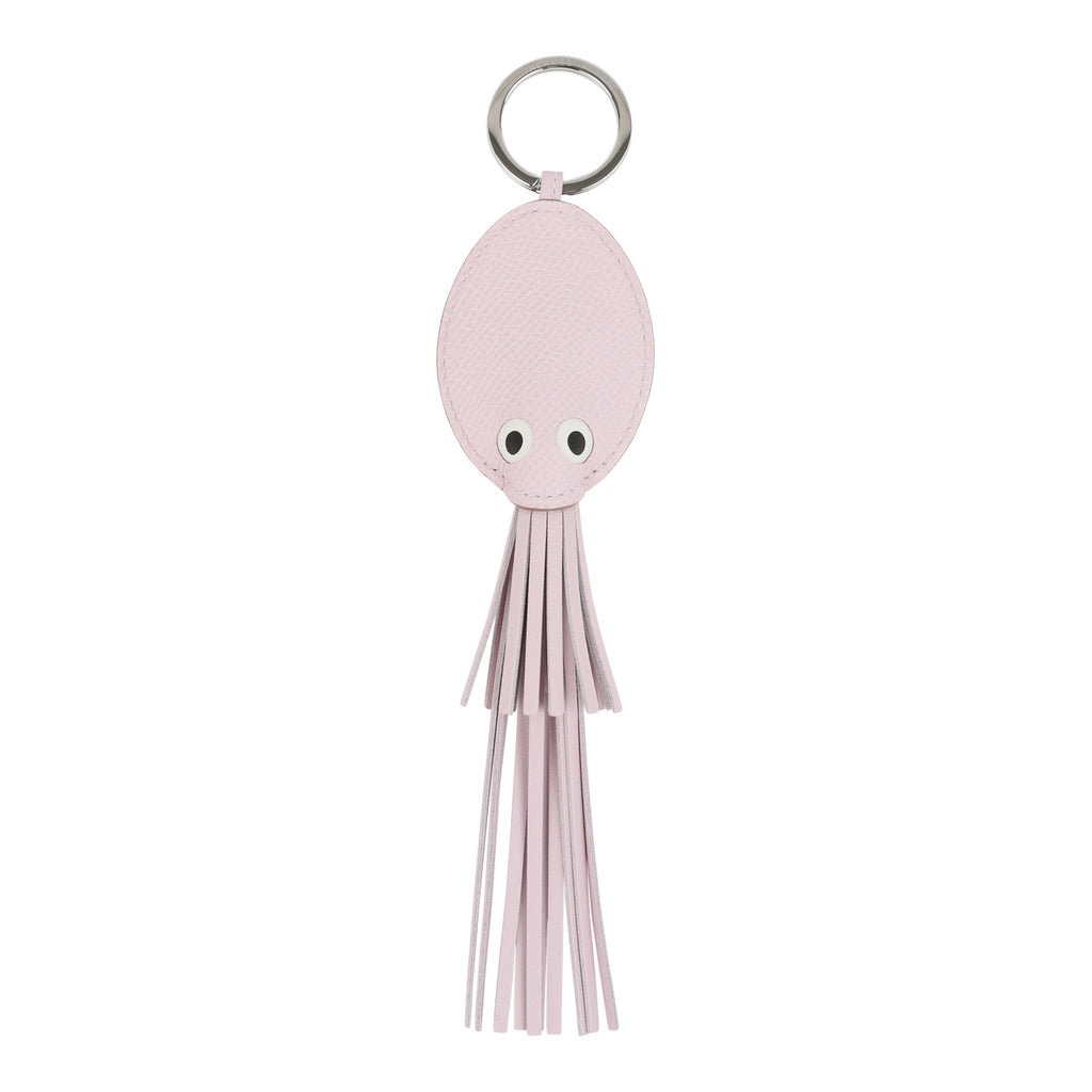 Hermes Poulpe Key Ring Charm Mauve Pale Blanc Black Milo Lambskin & Epsom Palladium Hardware