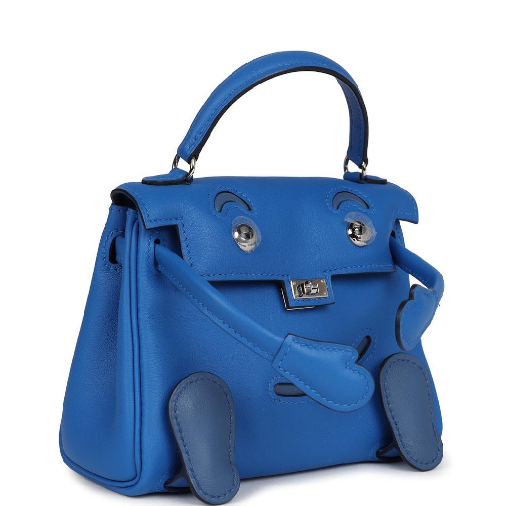 Hermes "Quelle Idolle" Kelly Doll Bleu Zellige And Bleu Agate Swift Palladium Hardware