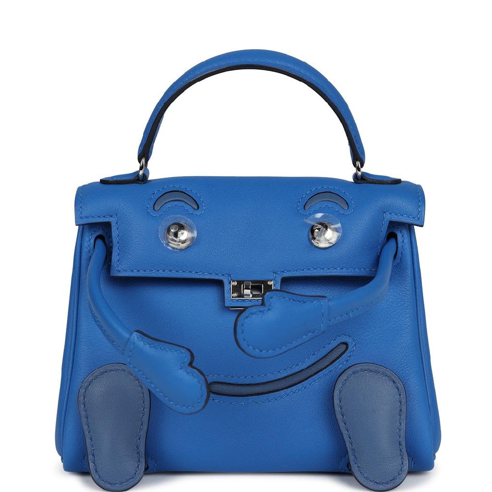 Hermes "Quelle Idolle" Kelly Doll Bleu Zellige and Bleu Agate Swift Palladium Hardware