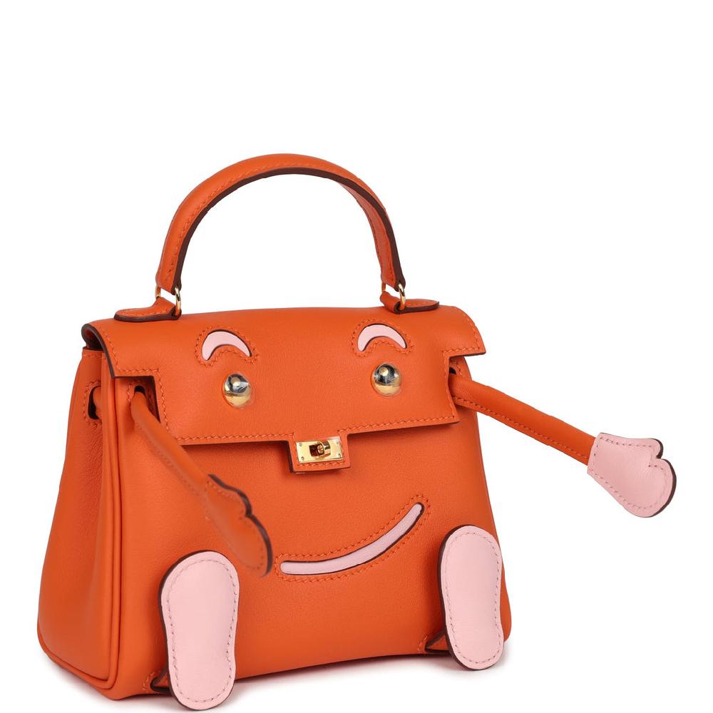 Hermes "Quelle Idolle" Kelly Doll Orange And Rose Sakura Swift Gold Hardware