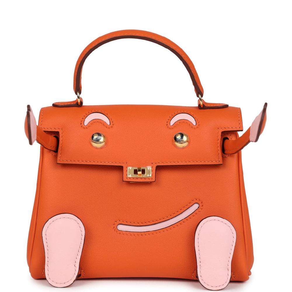 Hermes "Quelle Idolle" Kelly Doll Orange and Rose Sakura Swift Gold Hardware