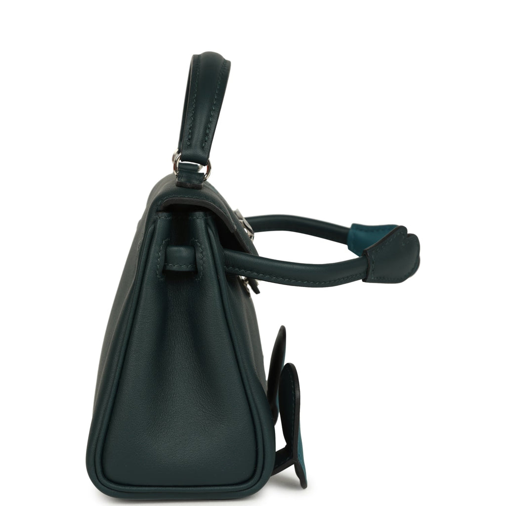 Hermes "Quelle Idolle" Kelly Doll Vert Cypress And Vert Bosphore Swift Palladium Hardware