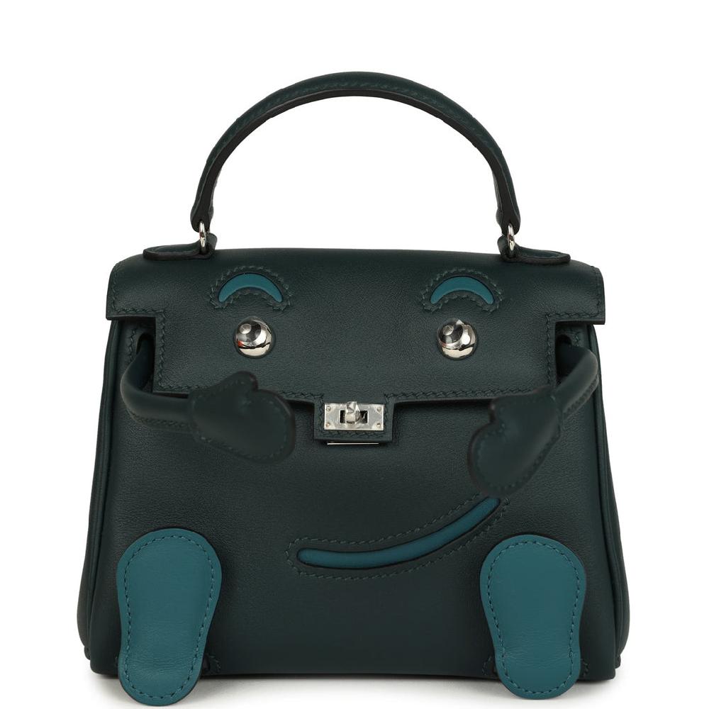 Hermes "Quelle Idolle" Kelly Doll Vert Cypress and Vert Bosphore Swift Palladium Hardware