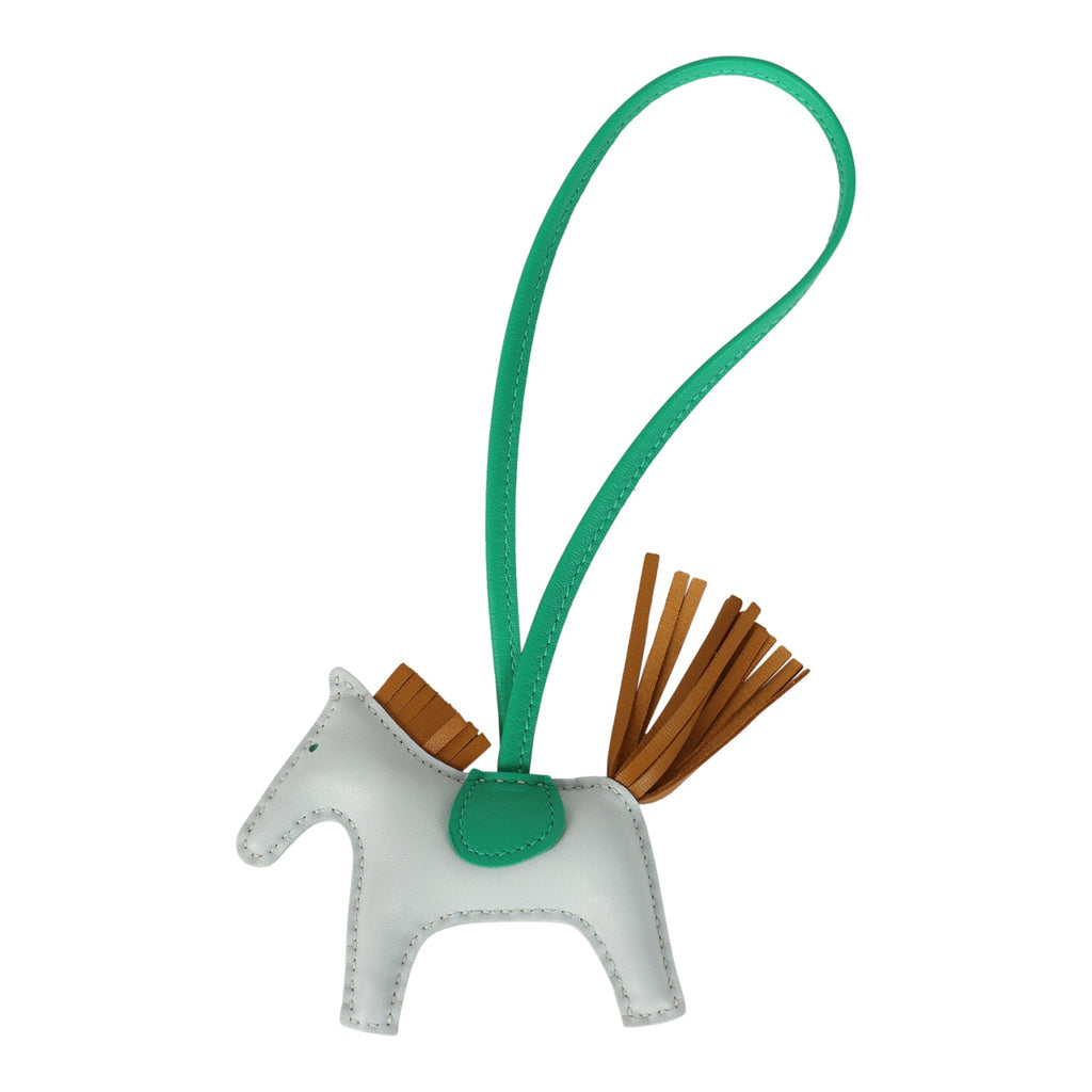 Hermes Rodeo Bag Charm PM Bleu Brume Sesame & Menthe Milo Lambskin Hermes Rodeo Bag Charm PM Bleu Brume Sesame & Menthe Milo Lambskin