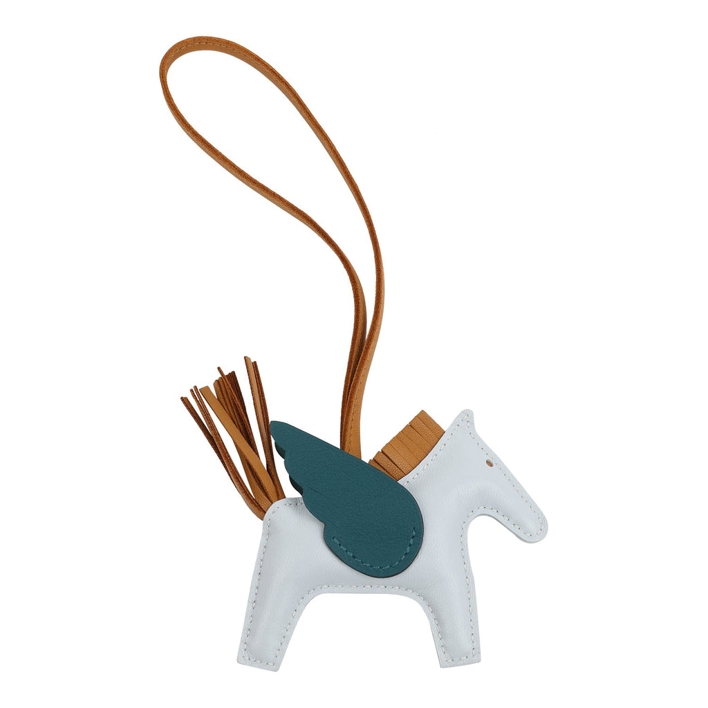 Hermes Rodeo Bag Charm PM Bleu Brume Sesame & Vert Bosphore Milo Lambskin