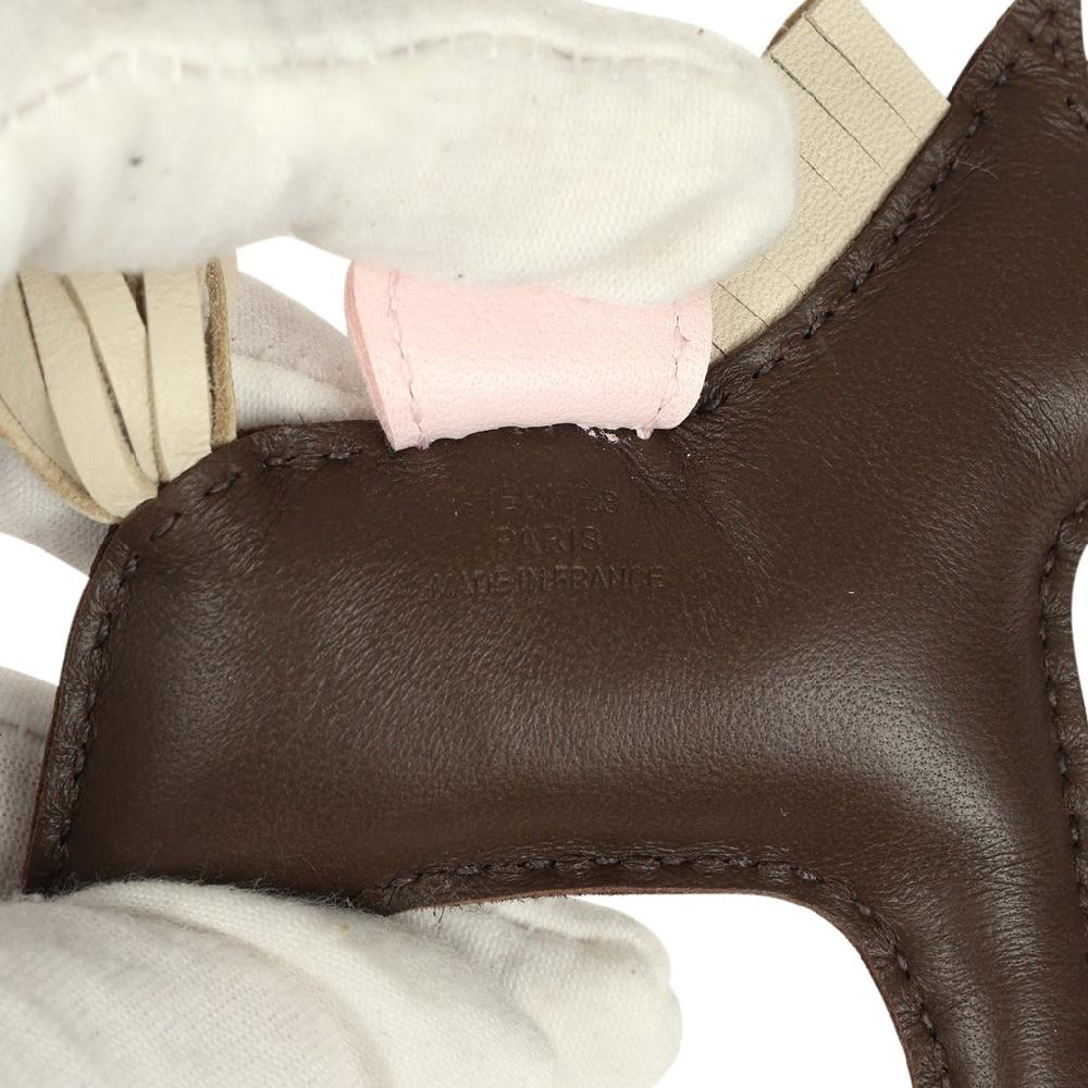 Hermes Rodeo Bag Charm PM Chocolat Craie And Rose Darling Milo Lambskin