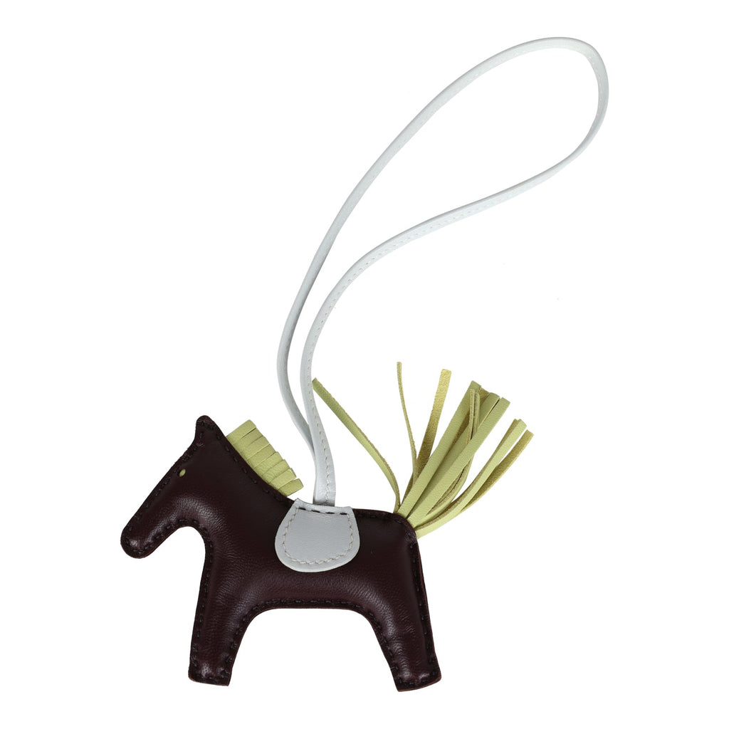 Hermes Rodeo Bag Charm PM Rouge Sellier/Bleu Brume/Jaune Bourgeon Milo Lambskin