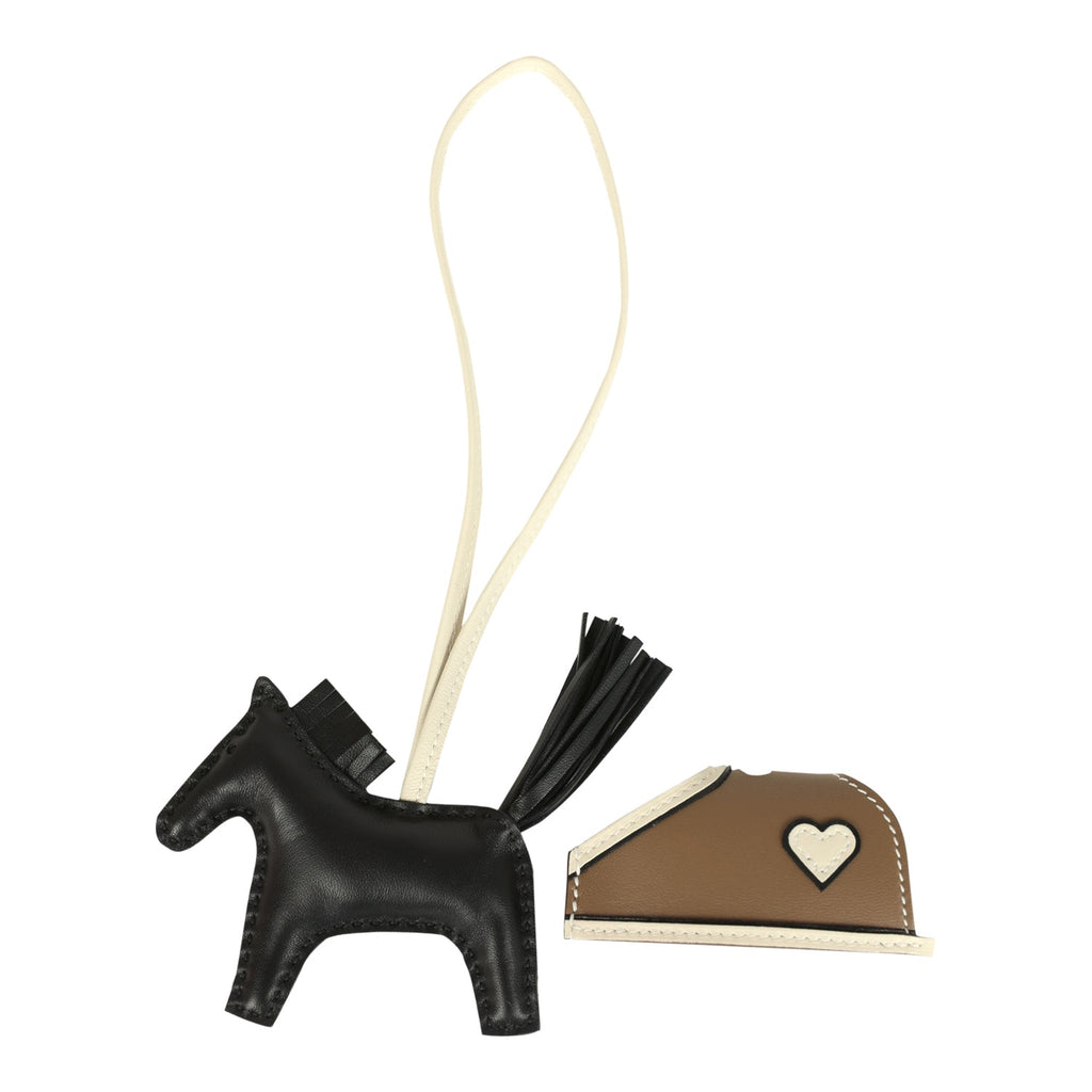 Hermes Rodeo Robeo Coeur Charm PM Black Craie Etoupe Milo Lambskin