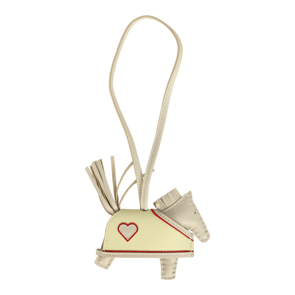 Hermes Rodeo Robeo Coeur Charm PM Craie Jaune Milton & Rouge Radieux Milo Lambskin