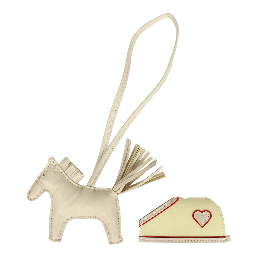 Hermes Rodeo Robeo Coeur Charm PM Craie Jaune Milton & Rouge Radieux Milo Lambskin