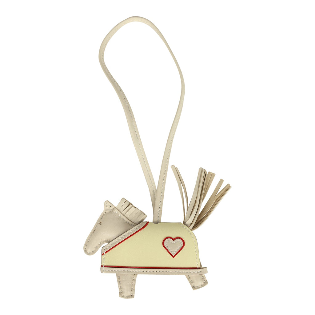 Hermes Rodeo Robeo Coeur Charm PM Craie Jaune Milton & Rouge Radieux Milo Lambskin