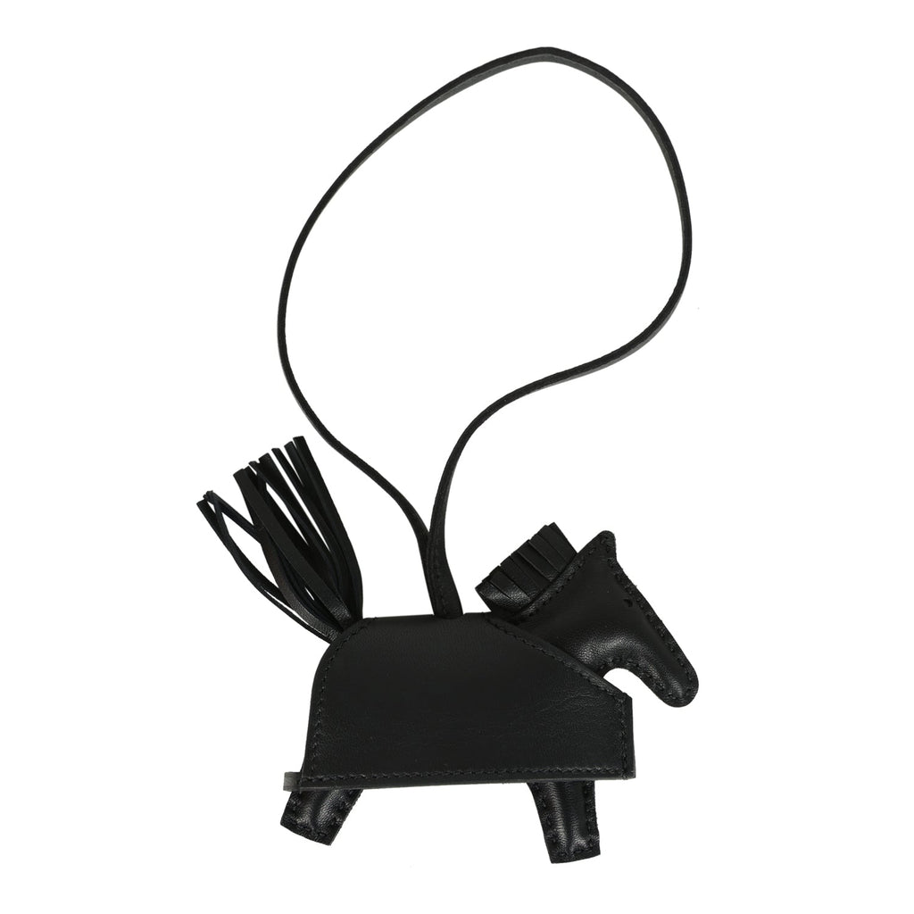 Hermes Rodeo Rock Bag Charm PM Black Milo Lambskin Palladium Hardware