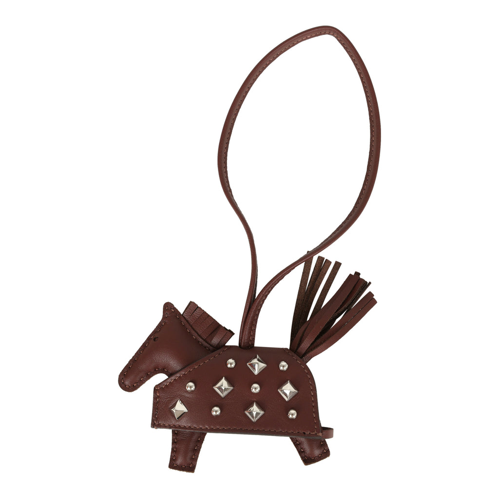 Hermes Rodeo Rock Bag Charm PM Terre Milo Lambskin Palladium Hardware