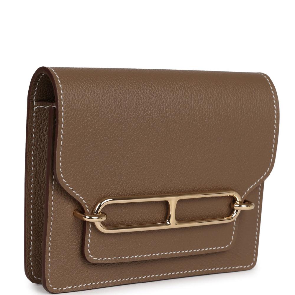 Hermes Roulis Slim Wallet Etoupe Evercolor Gold Hardware