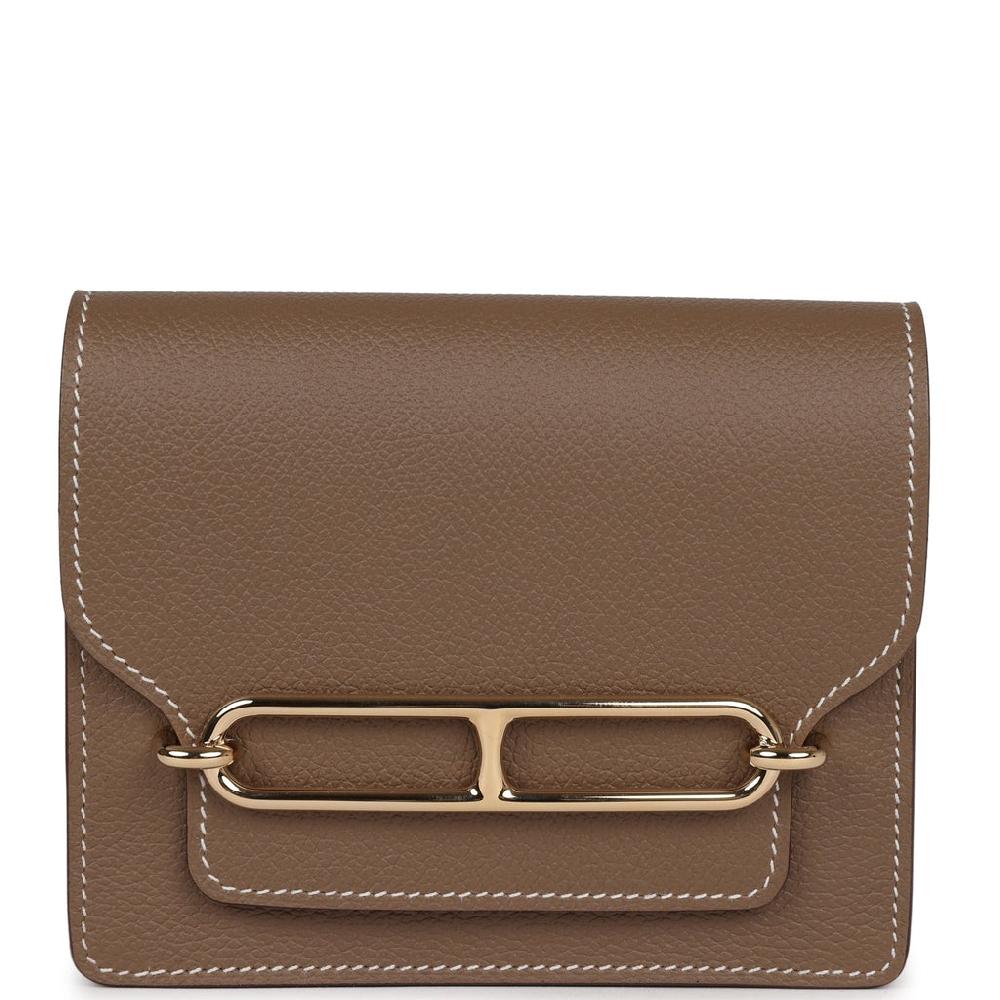 Hermes Roulis Slim Wallet Etoupe Evercolor Gold Hardware