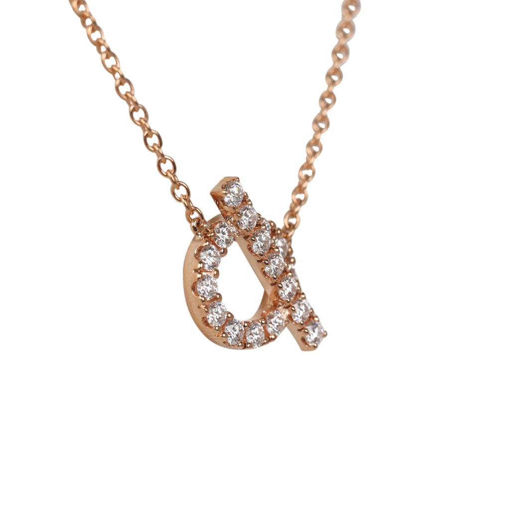 Hermes San Coloris White Diamond Finesse Pendant Necklace 18K Rose Gold
