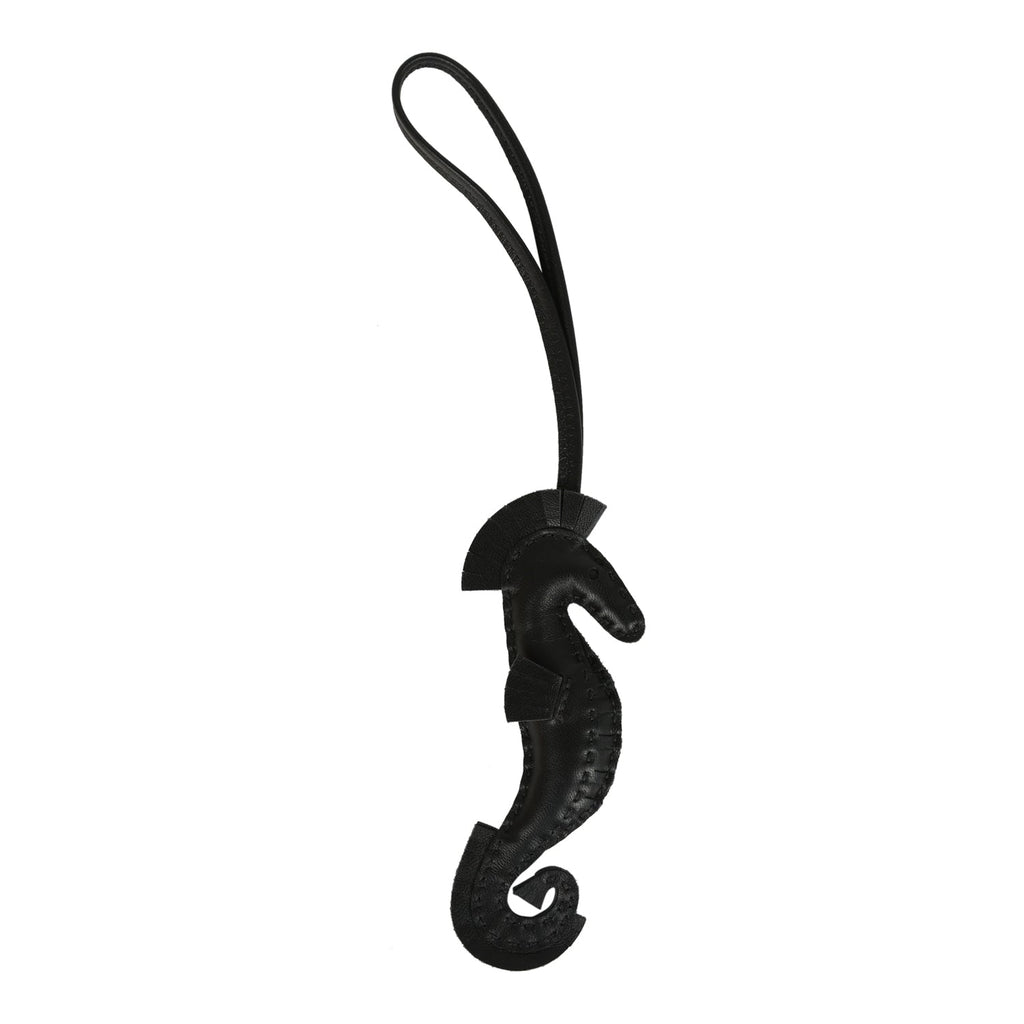 Hermes Seahorse Bag Charm So Black Milo Lambskin
