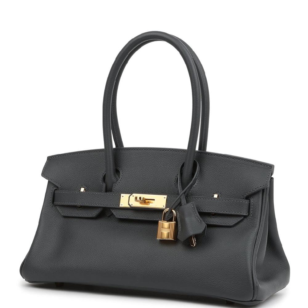 Hermes Shoulder Birkin Light 29 Ardoise Evercolor Gold Hardware