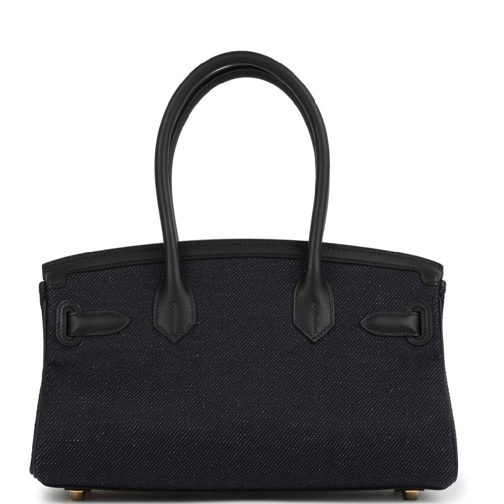Hermes Shoulder Birkin Light 29 Black Swift And Bleu Indigo Denim Gold Hardware