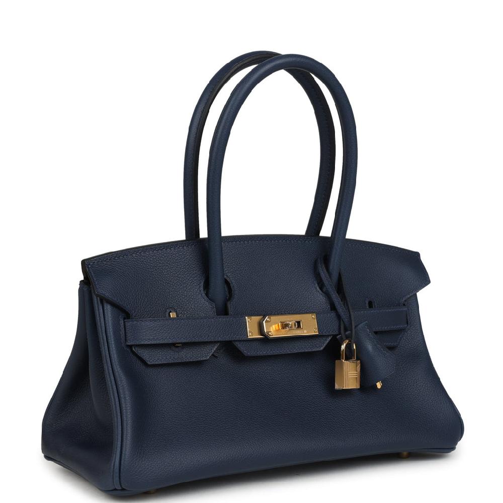 Hermes Shoulder Birkin Light 29 Bleu Abysse Evercolor Gold Hardware