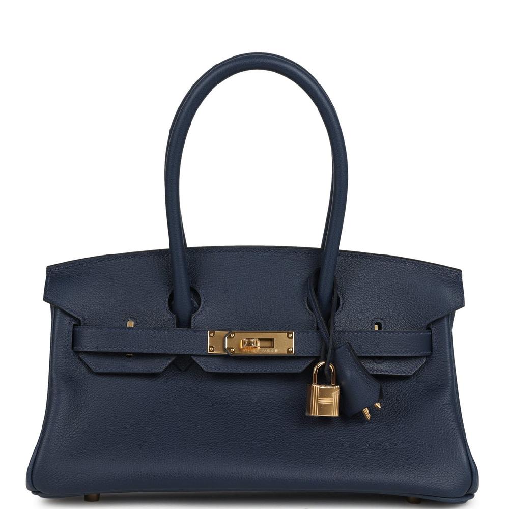 Hermes Shoulder Birkin Light 29 Bleu Abysse Evercolor Gold Hardware