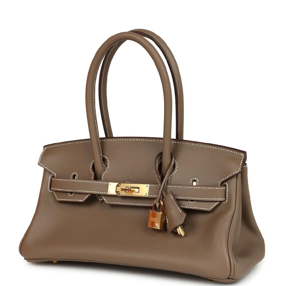 Hermes Shoulder Birkin Light 29 Etoupe Evercolor Gold Hardware