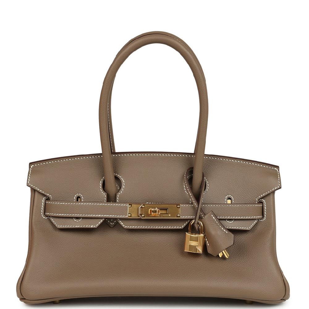 Hermes Shoulder Birkin Light 29 Etoupe Evercolor Gold Hardware