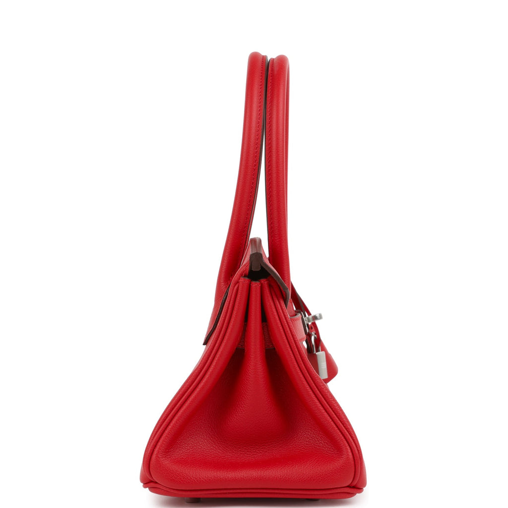 Hermes Shoulder Birkin Light 29 Rouge Radieux Evercolor Palladium Hardware