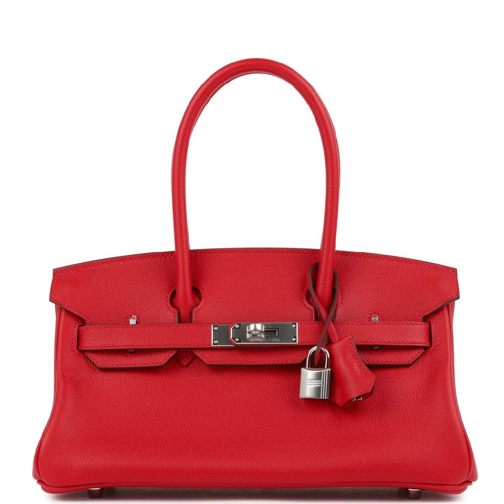 Hermes Shoulder Birkin Light 29 Rouge Radieux Evercolor Palladium Hardware