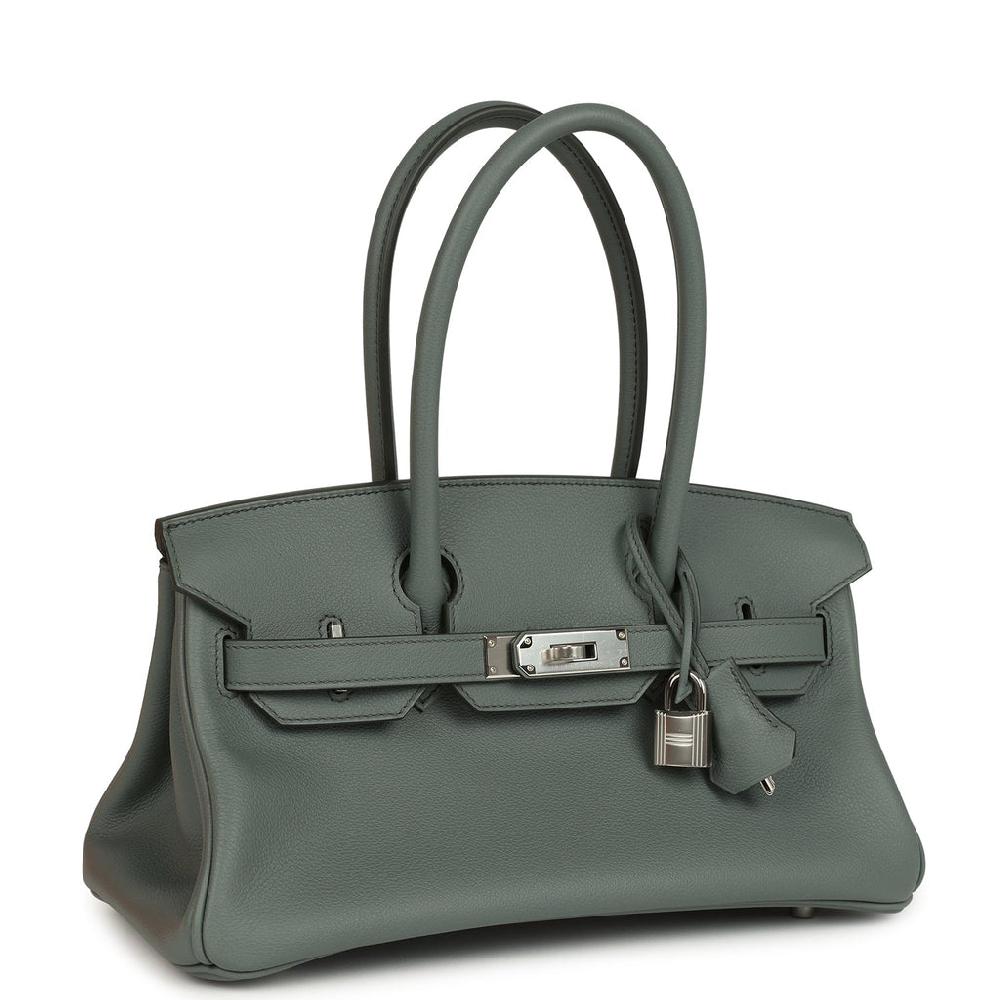 Hermes Shoulder Birkin Light 29 Vert Amande Evercolor Palladium Hardware