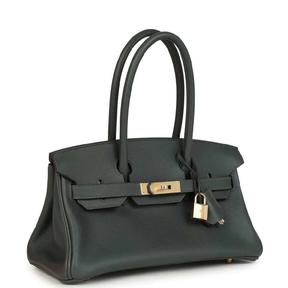 Hermes Shoulder Birkin Light 29 Vert Mangrove Evercolor Permabrass Hardware