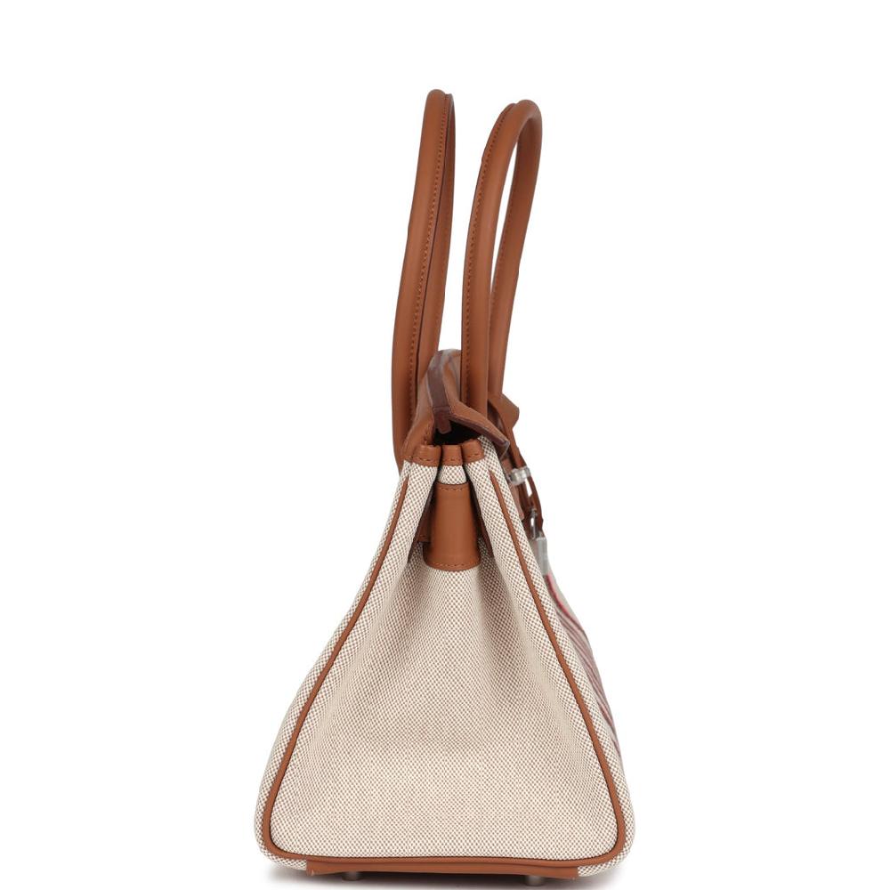 Hermes Shoulder Birkin Light 39 Multicolor Toile And Gold Swift Palladium Hardware