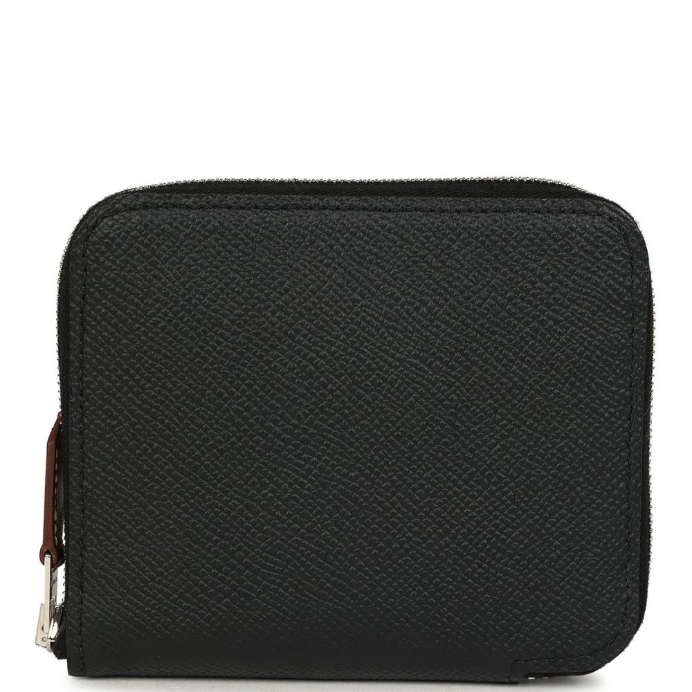 Hermes Silk'In Compact Wallet Black Epsom Palladium Hardware