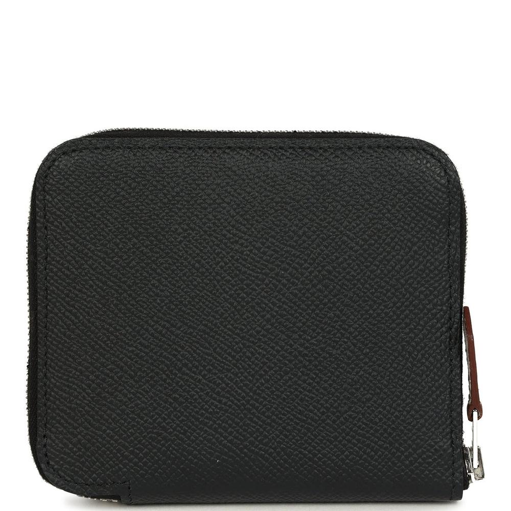 Hermes Silk'In Compact Wallet Black Epsom Palladium Hardware