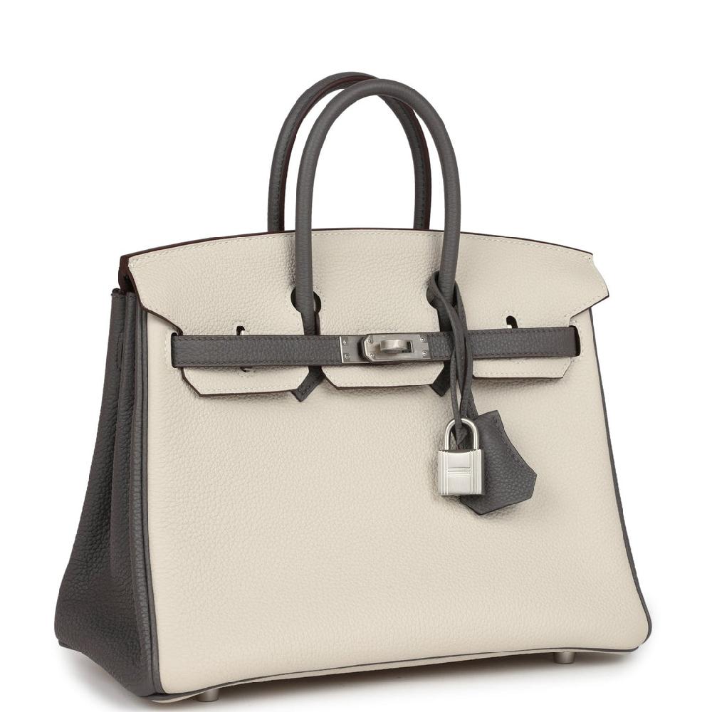 Hermes Special Order (HSS) Birkin 25 Beton And Etain Togo Brushed Palladium Hardware