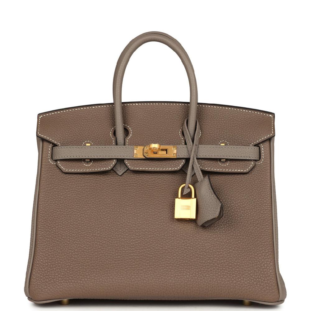 Hermes Special Order (HSS) Birkin 25 Etoupe and Etain Togo Brushed Gold Hardware
