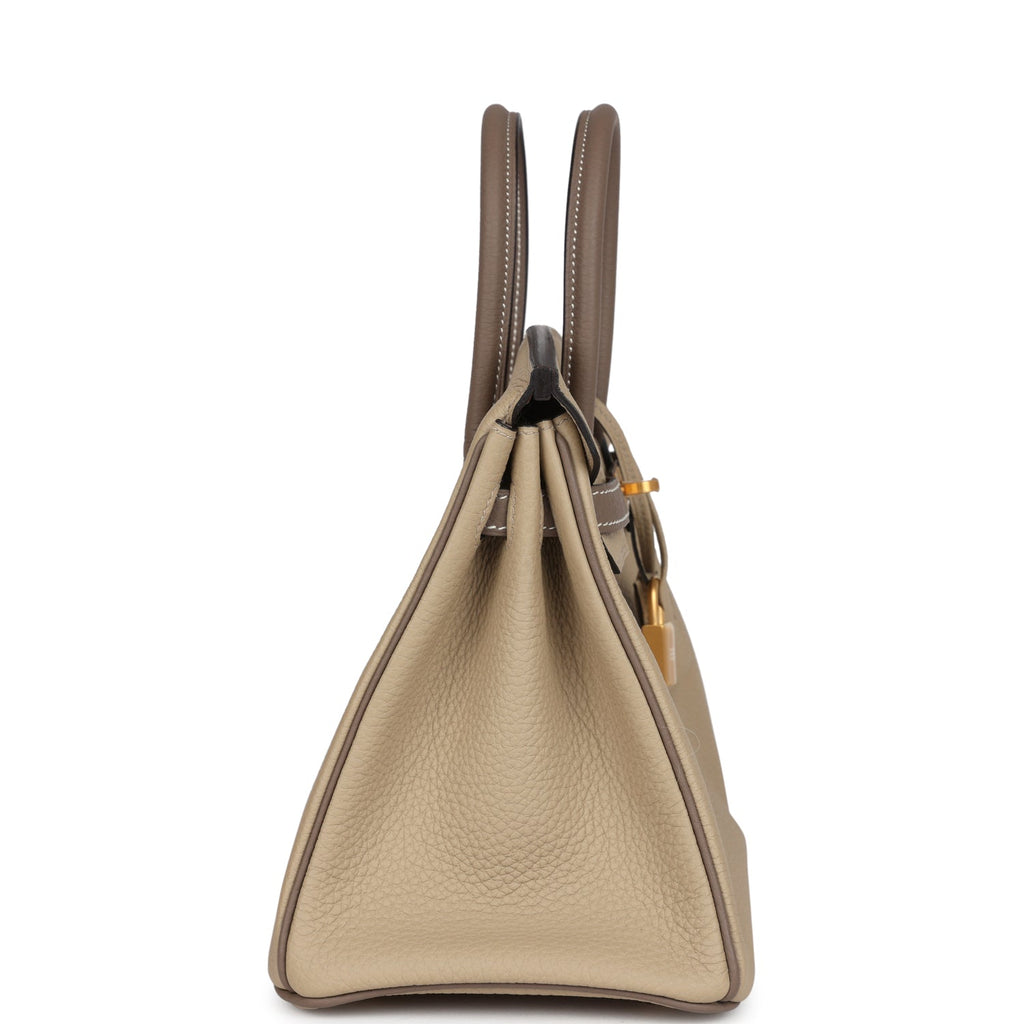 Hermes Special Order (HSS) Birkin 25 Etoupe And Trench Togo Brushed Gold Hardware